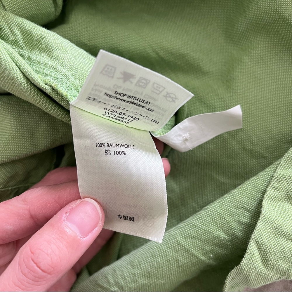 Eddie Bauer XL Green Short Sleeved Button Up Collared Shirt 100% Cotton - Picture 4 of 7